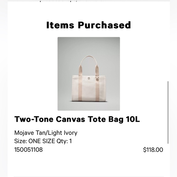Lululemon two tone canvas tote tan ivory - Picture 3 of 4